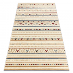 Μάλλινη μοκέτα KILIM 7948/52933 Ρόμβοι, έθνικ μπεζ / γκρι / κρασί