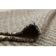 Koberec JUTE 3650 černý / béžové linky - juta, plošně tkaný, třásně
