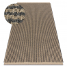 Tapis JUTE 3650 noir / beige lignes - jute, tissé à plat, franges