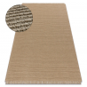 Teppich JUTE 3651 dunkelbeige einfarbig - Jute, flachgewebt, Fransen