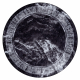 MIRO 51199.807 krog pralna preproga Marmor, grški protizdrsna - črn / belo