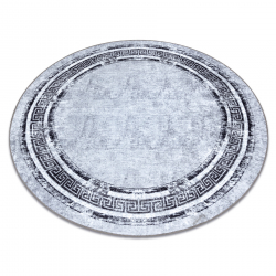 MIRO 51254.802 krog pralna preproga Marmor, grški protizdrsna - siva / juoda