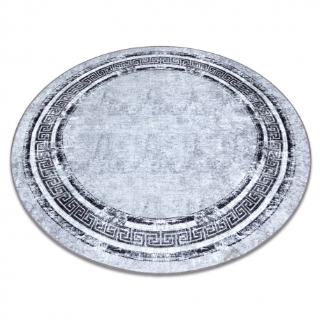 MIRO 51254.802 cirkel tapijt wasbaar marmer, grieks antislip - grijs / crno