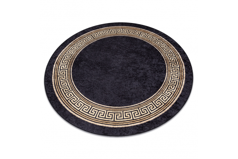 Dywan do prania MIRO 51360.802 koło Grecki antypoślizgowy - czarny / złoty - Rozmiar : koło 160 cm