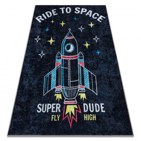 JUNIOR 52069.801 pranje tepiha Svemir, raketa za djecu protuklizna - črna