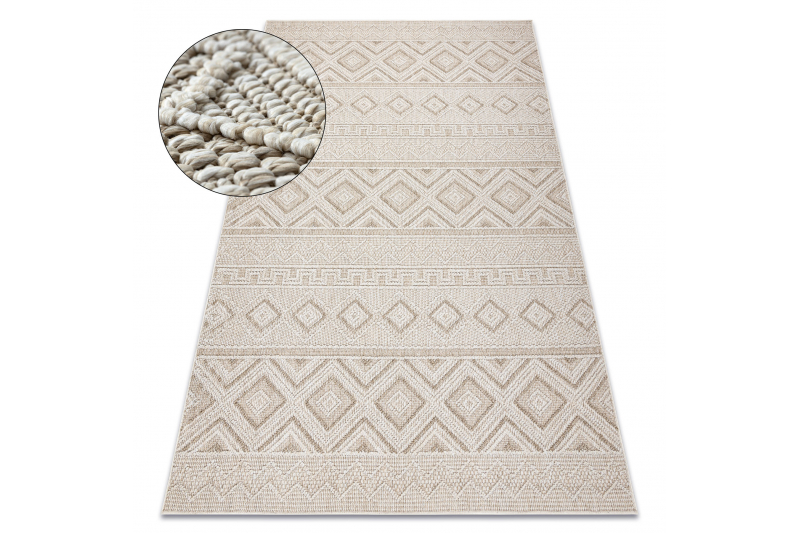 Dywan JERSEY 19234 beż - Romby, pętelkowy, strukturalny BOHO - Rozmiar : 180x270 cm