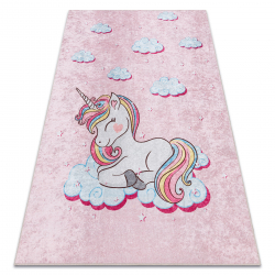 Alfombra lavable JUNIOR 51855.804 Unicornio, nubes para niños antideslizante - rosado