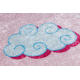Килим за пране JUNIOR 51855.804 еднорог, облаци, за деца неплъзгащ се - розов