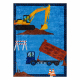 JUNIOR 51827.803 tapijt wasbaar Vrachtwagen, graafmachine voor kinderen antislip - blauw
