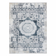 Moderní koberec DUKE 51542 krémová / modrá - Růžice vintage, strukturovaný, velmi jemný, třásně