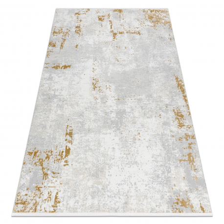 Модерен килим DUKE 51378 кремав / злато - Бетон, камък структурирана, много мека, ресни
