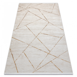 Модерен килим DUKE 51557 кремав / злато - геометричен, структурирана, много мека, ресни