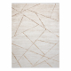 Moderný koberec DUKE 51557 krémová / zlatá - Geometrická, štruktúrovaný, veľmi jemný, strapce