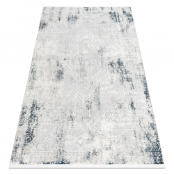 Moderan tepih DUKE 51558 krem / plavi - Geometrijski vintage, strukturiran, vrlo mekan, rese