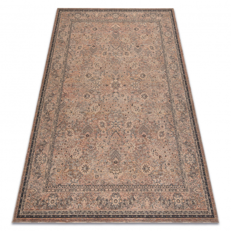 Wool carpet ANTIGUA 518 74 JF300 OSTA - Flowers, frame, flat-woven beige