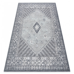 Tapis en laine ANTIGUA 518 76 XX032 OSTA - Rosace, cadre, tissé à plat gris 