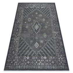 Vlněný koberec ANTIGUA 518 76 XX033 OSTA - Rozeta, rám, plošně tkaný tmavošedý