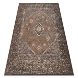 Vlněný koberec ANTIGUA 518 77 JF300 OSTA - Rozeta, rám, plošně tkaný hnědý