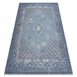 Tappeto in lana ANTIGUA 518 76 KB500 OSTA - Rosetta, struttura, tessitura piatta grigio / blu 