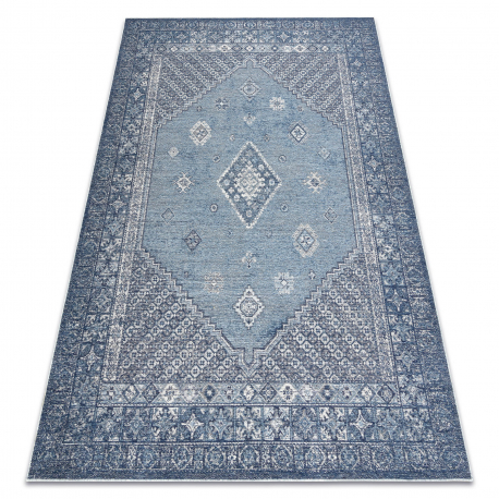 Шерстяний килим ANTIGUA 518 76 KB500 OSTA - Розетка, каркас, плетіння сірий / синій