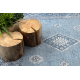 Tapis en laine ANTIGUA 518 76 KB500 OSTA - Rosace, cadre, tissé à plat gris / bleu 