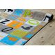 Fitted carpet for kids JUMPY Patchwork, Letters, Numbers grey / orange / blue