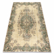 Tappeto in lana ANNODATO A MANO Vintage 10005, ornamento, fiori - beige / verde 