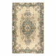 RUČNE VIAZANÝ vlnený koberec Vintage 10005, ornament, kvety - béžová / zelená