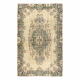 Tappeto in lana ANNODATO A MANO Vintage 10005, ornamento, fiori - beige / verde 