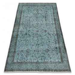 RUČNĚ VZATÉ vlněný koberec Vintage 10022, rám, květiny - modrý