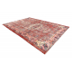 HANDGEKNOPT wollen tapijt Vintage 10251, ornament, bloemen - rood