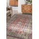 HAND-KNOTTED woolen carpet Vintage 10267, frame, flowers - red / green