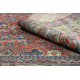 HANDGEKNOPT wollen tapijt Vintage 10267, frame, bloemen - rood / groen 