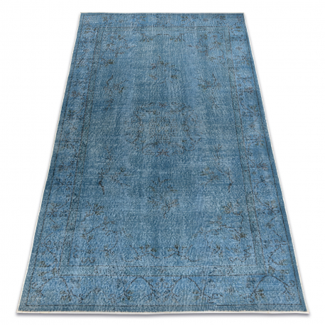 RUČNO VEZANI vuneni tepih Vintage 10297, okvir, ornament - plavi