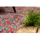 HANDGEKNOPT wollen tapijt Vintage 10399 Bladeren - rood / groen 