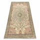 Tappeto in lana ANNODATO A MANO Vintage 10534, ornamento, fiori - beige / verde 