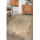 RUČNE VIAZANÝ vlnený koberec Vintage 10534, ornament, kvety - béžová / zelená