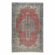 RANKAIS MAZGTAS vilnonis kilimas Vintage 10525, ornamentas, gėlės - raudona / mėlynos spalvos