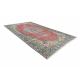 Tapete de lã feito à mão Vintage 10525, ornamento, flores - vermelho / azul