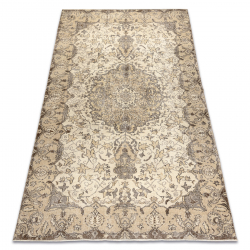 RUČNĚ VZATÉ vlněný koberec Vintage 10311, rám, ornament - béžová