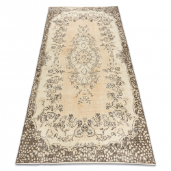 HAND-KNOTTED woolen carpet Vintage 10313, ornament, flowers - beige / green 
