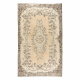 HANDGEKNOPT wollen tapijt Vintage 10313, ornament, bloemen - beige / groen