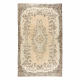 Tappeto in lana ANNODATO A MANO Vintage 10313, ornamento, fiori - beige / verde 