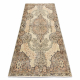HANDGEKNOPT wollen tapijt Vintage 10003, ornament, bloemen - beige / groen