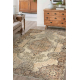 Tappeto in lana ANNODATO A MANO Vintage 10003, ornamento, fiori - beige / verde 