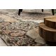 Tappeto in lana ANNODATO A MANO Vintage 10003, ornamento, fiori - beige / verde 