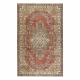 Tapis en laine NOUÉ MAIN Vintage 10175, cadre, ornement - beige / rouge 