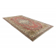 Tapis en laine NOUÉ MAIN Vintage 10175, cadre, ornement - beige / rouge 