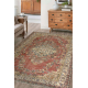 Tapis en laine NOUÉ MAIN Vintage 10175, cadre, ornement - beige / rouge 