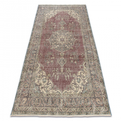 Tapis en laine NOUÉ MAIN Vintage 10169, cadre, ornement - bleu / rouge 